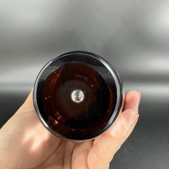 Poland Art Glass Vase Vessel Dark Amethyst Glass With Clear Bottom Air Bubble - Picture 8 of 13